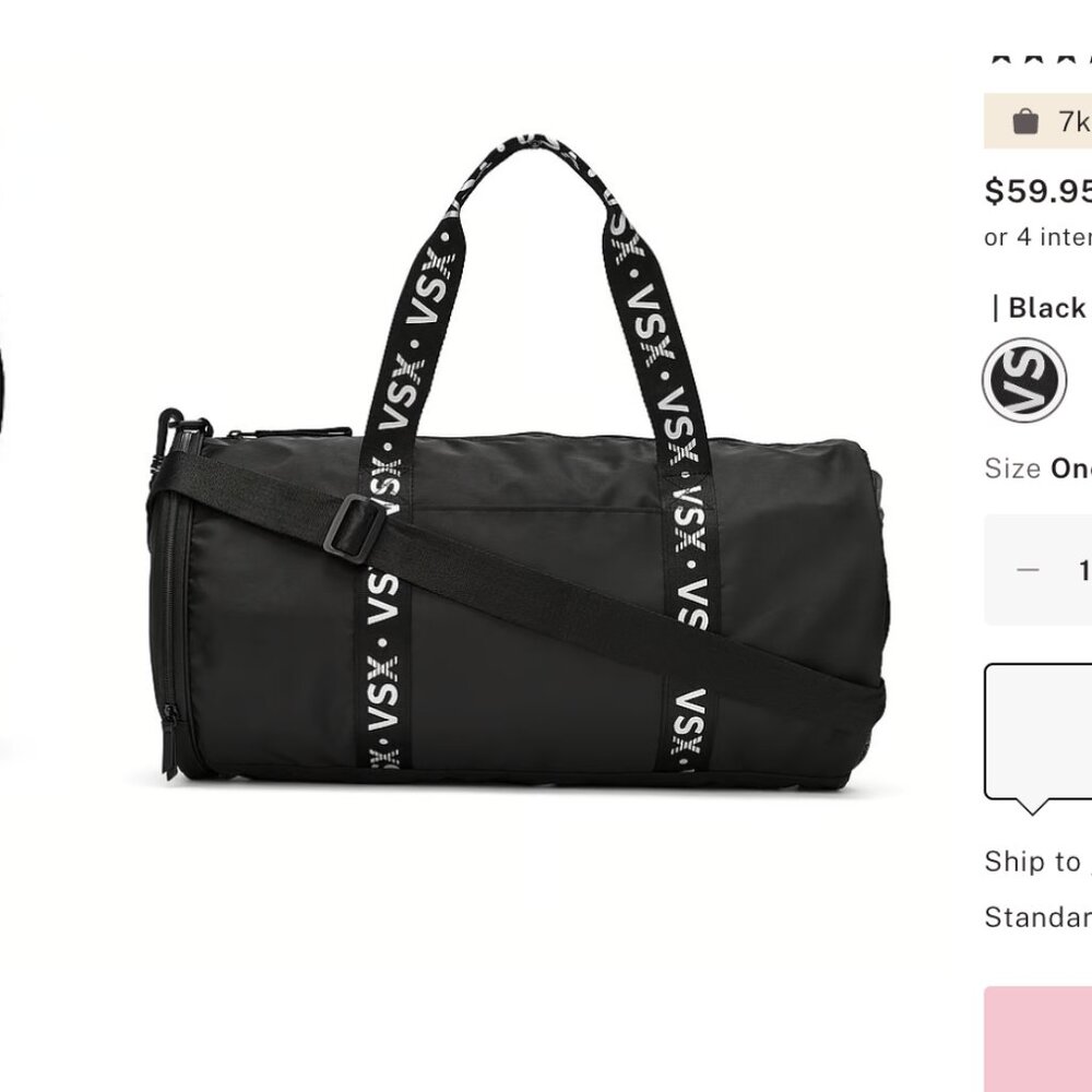 - Victoria's Secret VSX Duffle bag. Can extend to 28 inches!spacious